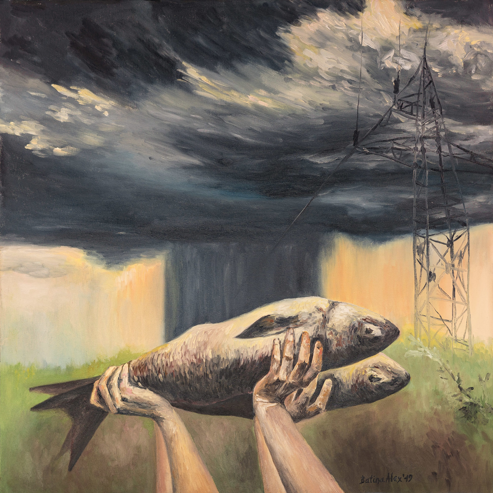 BatinaAlex_Electric_fish_70x70cm_oil_on_canvas_2019